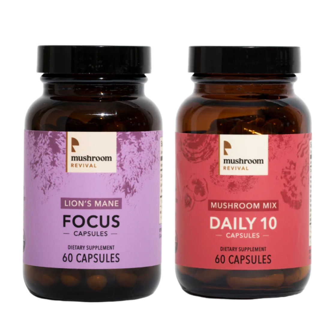 Focused & Healthy Mushroom Capsules Bundle (FOCUS + DAILY 10) - Mane - Mushroom Revival